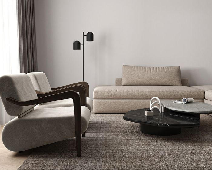 Example of a trendy living room design (Demo)