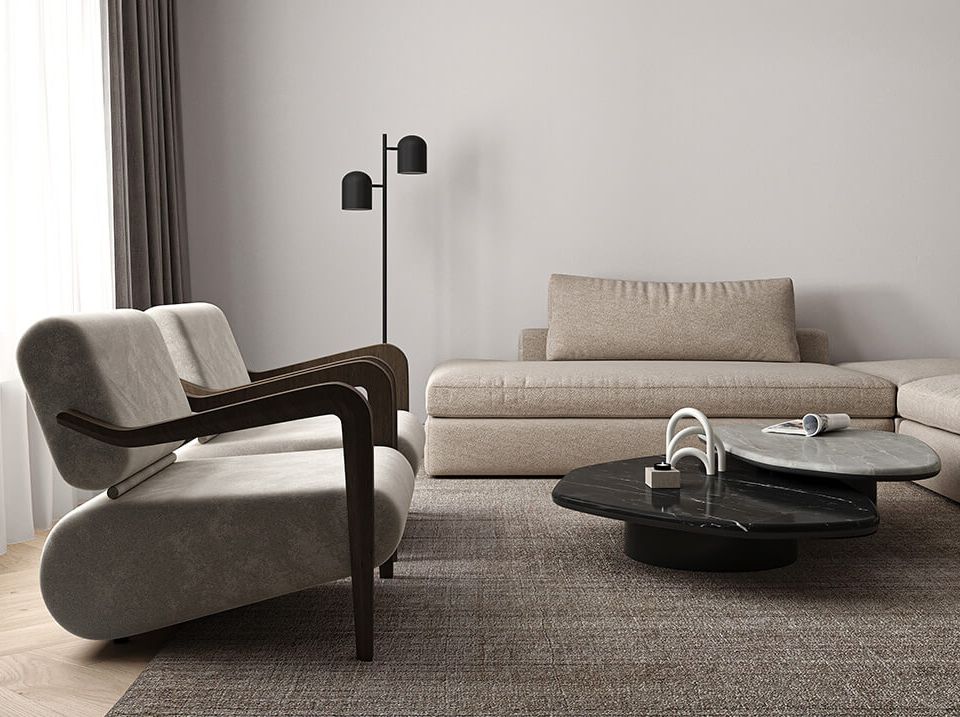 Example of a trendy living room design (Demo)