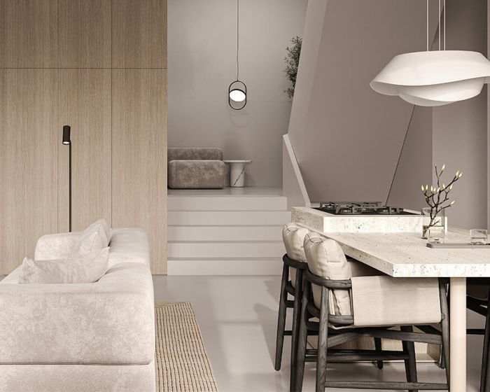 Example of a minimalist living room design with decorative elements (Demo)