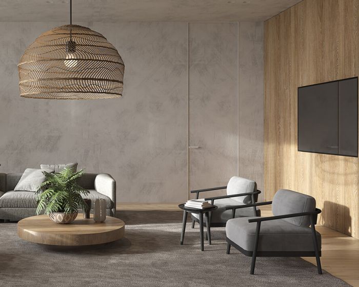 Inspiration for a transitional tone wood and brown floor living room (Demo)